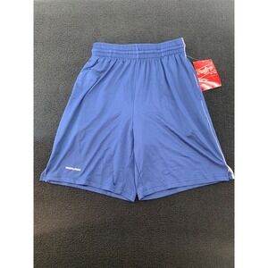 Rawlings Youth Athletic Shorts Blue Medium Elastic Waist Side Stripe‎ YTTS9